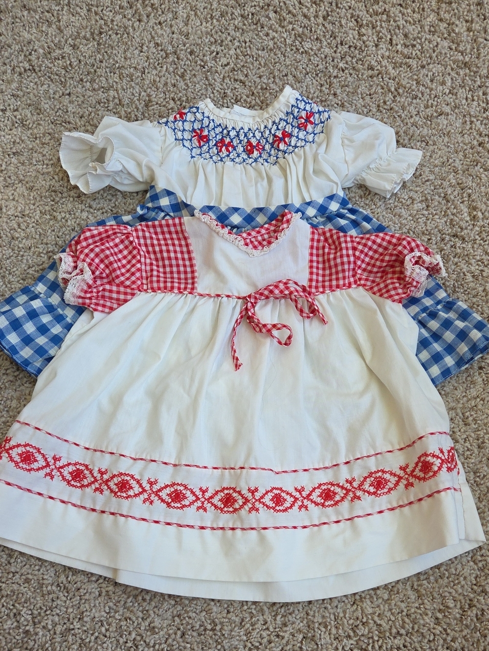 Vintage Looking Child's Dresses With Gingham/Embroidery- 60's,70's Look